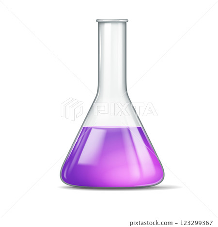 Erlenmeyer Flask with Purple Liquid Illustration 123299367