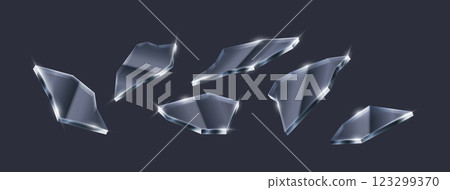 Stylized glowing glass shards on dark background Stylized glowing glass shards on dark background 123299370