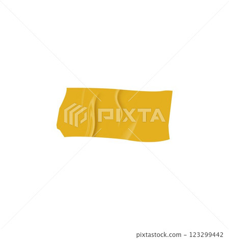 Yellow horizontal sticky tape, adhesive wrinkled paper piece, vector realistic torn glued duct tape, corrugated sticker Yellow horizontal sticky tape, adhesive wrinkled paper piece, vector realistic torn glued duct tape, corrugated sticker 123299442