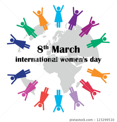 8th march international womans day women around the world pictogram vector illustration 123299510