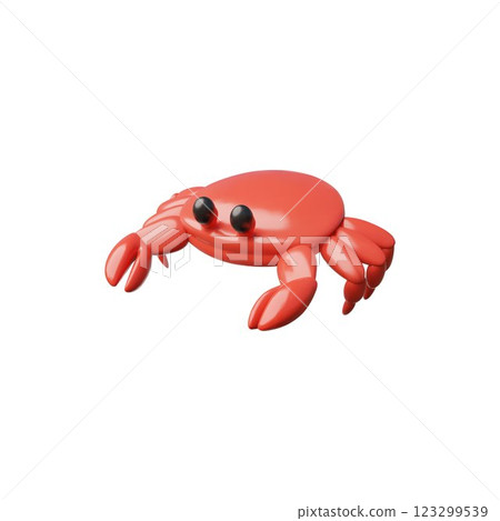 Crab 3D cartoon plastic style vector icon, realistic red cancer, healthy seafood, ocean animal with claws, sea creature Crab 3D cartoon plastic style vector icon, realistic red cancer, healthy seafood, ocean animal with claws, sea creature 123299539