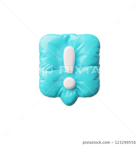 3D blue inflatable dialog chat with white exclamation mark. 123299558