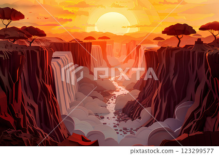 世界遺產：維多利亞瀑布的震撼力（紙模型） 123299577