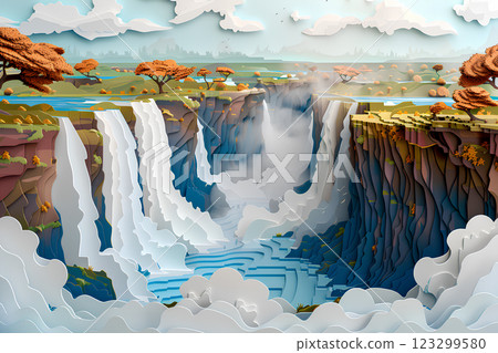 World Heritage Site: The Impressive Power of Victoria Falls (Paper Craft) 123299580