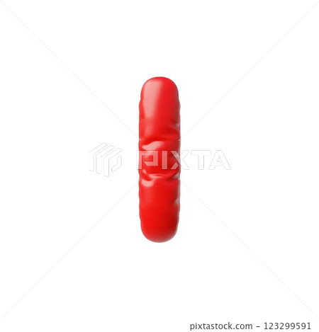 3D inflatable letter "i", red color, vector illustration. 3D inflatable letter "i", red color, vector illustration. 123299591