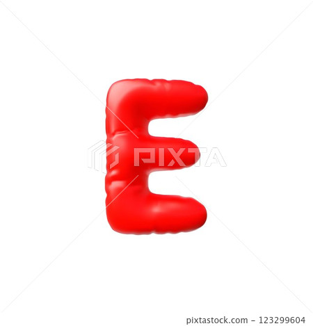 3D vector inflatable letter E, red on an isolated background. 123299604