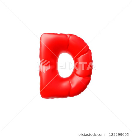 3D Illustration of glossy volumetric letter D, vector. 123299605
