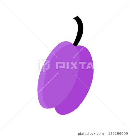 Simple doodle illustration of a purple plum with black stem isolated 123299609