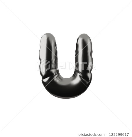 Illustration of 3d inflatable letter U with chrome metallic color, 3d vector. Illustration of 3d inflatable letter U with chrome metallic color, 3d vector. 123299617