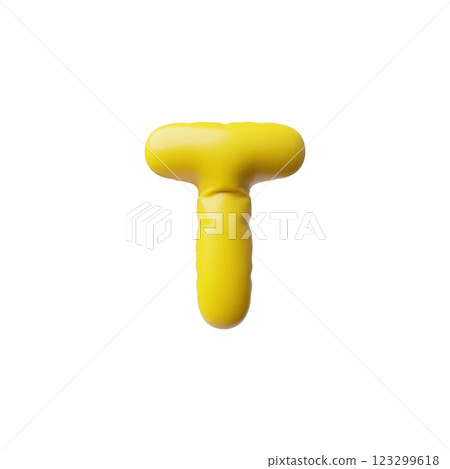 Volumetric inflatable figure in the form of letter T, yellow color, vector 3d illustration. Volumetric inflatable figure in the form of letter T, yellow color, vector 3d illustration. 123299618