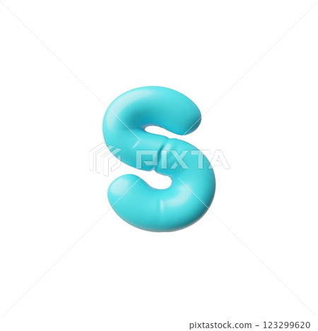 English alphabet uppercase letter S from blue air inflated balloon 3D vector icon, volume type symbol, puffy font sign English alphabet uppercase letter S from blue air inflated balloon 3D vector icon, volume type symbol, puffy font sign 123299620