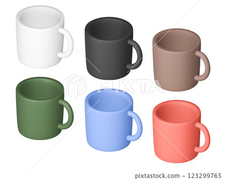 3d rendering colorful mugs 123299765