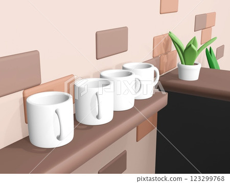 3D rendering mug and stylish cafe interior 3D rendering mug and stylish cafe interior 123299768