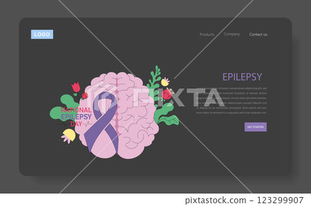 International Epilepsy Day illustration. This design represents epilepsy awareness through symbolic elements like a brain and a purple ribbon. It highlights the importance of education, support, and 123299907