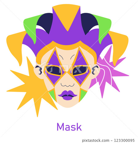 Mardi Gras mask illustration. This vibrant mask embodies the festive spirit of Mardi Gras celebrations. Celebrate traditions of fun and excitement with colorful designs that capture the essence of Mardi Gras mask illustration. This vibrant mask embodies the festive spirit of Mardi Gras celebrations. Celebrate traditions of fun and excitement with colorful designs that capture the essence of 123300095