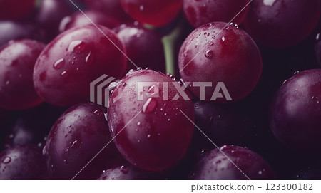 Close-up of red-purple grapes with water droplets | Background material 123300182