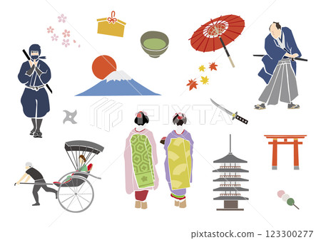 日本文化（手繪風格插圖） 123300277
