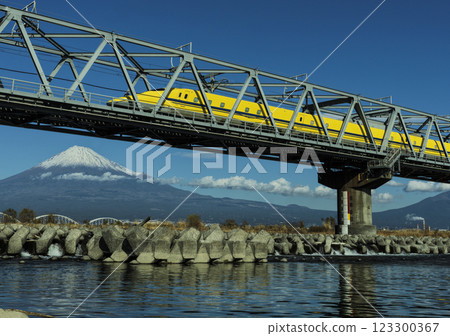 Railway bridge, Doctor Yellow and Mt. Fuji 123300367