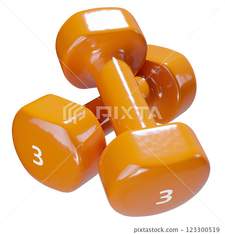 Round vinyl rubber Dumbbells, weightlifting gym equipment side view 123300519