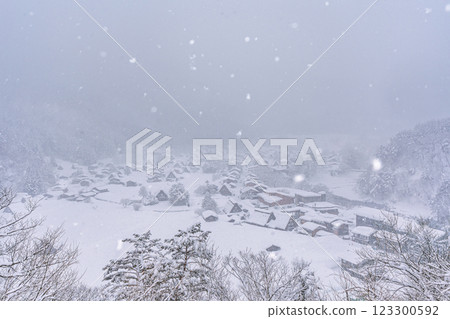 下雪的冬天的白川鄉 123300592