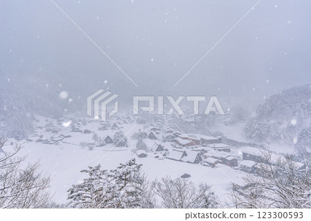 下雪的冬天的白川鄉 123300593