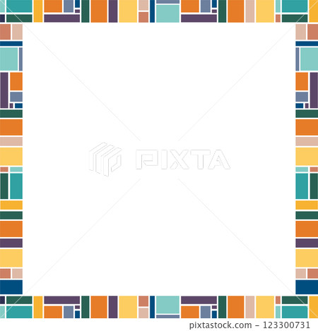 Vector square frame for text. Modern Art graphics for hipsters. Colorful stylish geometric empty frame 123300731