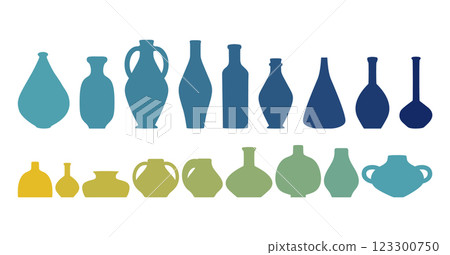 Colorful ceramic vases collection. Contemporary art elements. Pottery workshop 123300750