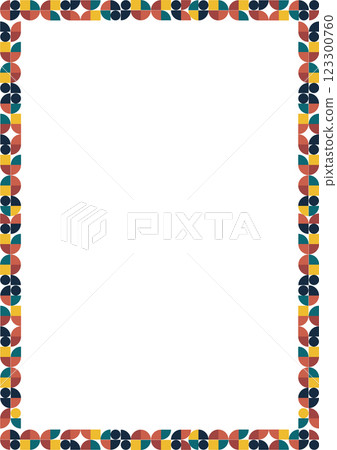 Colorful stylish geometric empty rectangle frame. Vector frame for text. Modern Art baby shower Colorful stylish geometric empty rectangle frame. Vector frame for text. Modern Art baby shower 123300760
