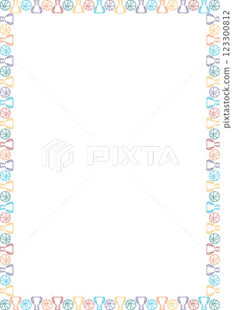 Basketball game frame. Colorful design for players template. Frame with empty space 123300812