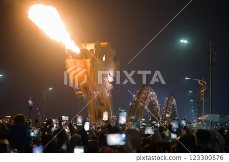 Fire-breathing Dragon Bridge in Da Nang Fire-breathing Dragon Bridge in Da Nang 123300876