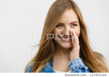 Gossip girl wearing denim shirt. Gossip girl wearing denim shirt. 123301168