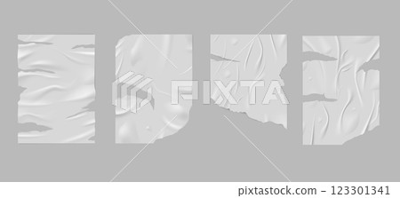 A set of torn paper. 123301341