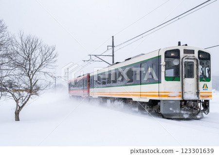 [Aizu Line] AIZU Mount Express running through the snowy fields 123301639