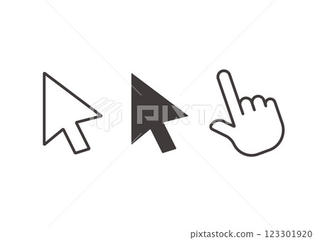 Simple and flat mouse pointer illustration set Simple and flat mouse pointer illustration set 123301920