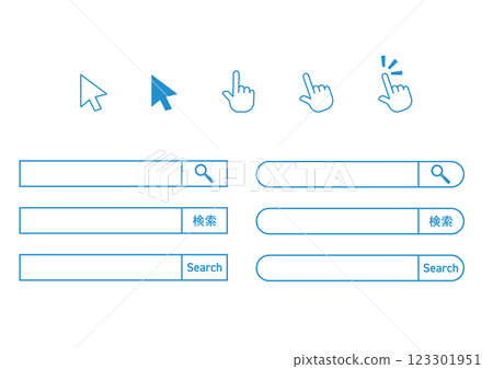 Simple and flat blue search window illustration material set 123301951