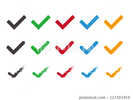 簡單而扁平的複選標記插圖集 123301958