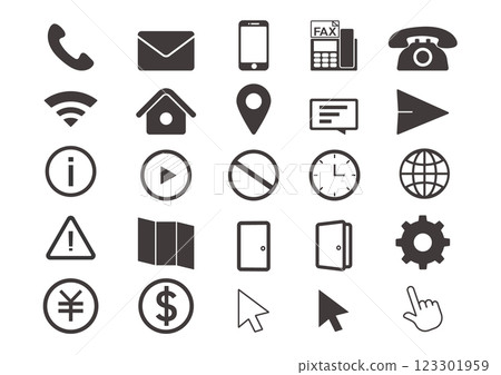 簡單而平坦的接觸圖示插圖集 123301959