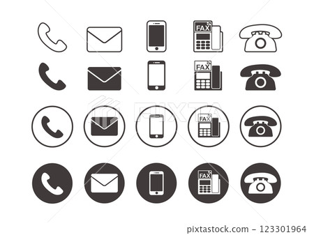 Simple and flat contact icon illustration set Simple and flat contact icon illustration set 123301964