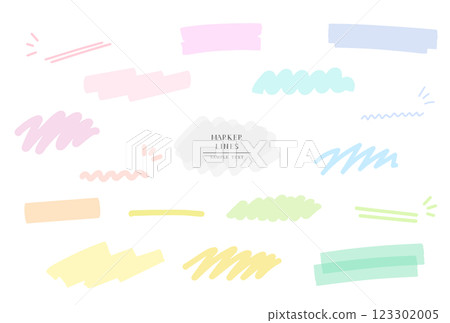 Colorful line marker style illustration material set 123302005