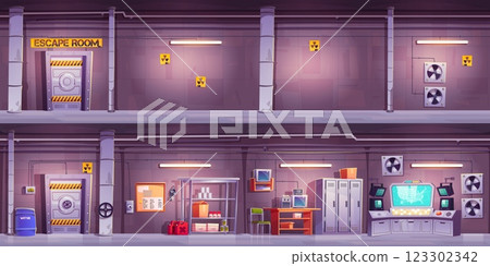Underground bunker interior 123302342