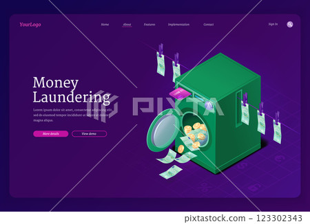 Money laundering concept webpage design 123302343