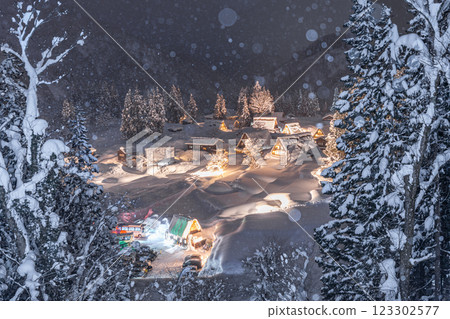 Gokayama Ainokura Gassho-style Village Winter Illumination Gokayama Ainokura Gassho-style Village Winter Illumination 123302577