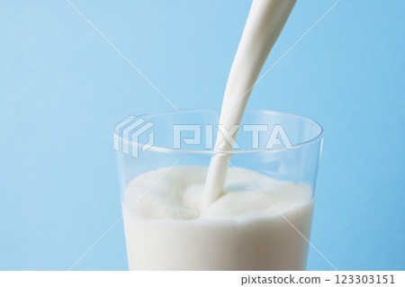 Milk poured into a glass 123303151