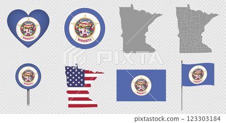 Minnesota State Flags and Maps Icon Pack. Minnesota State Flags and Maps Icon Pack. 123303184