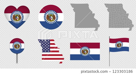 Missouri State Flags and Maps Icon Pack. 123303186