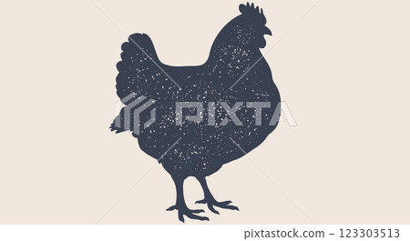 Chicken, hen. Sketch artwork black silhouette chicken with texture. Vintage retro print, chicken, hen sketch ink pencil style drawing, engrave old school. Vector Illustration Chicken, hen. Sketch artwork black silhouette chicken with texture. Vintage retro print, chicken, hen sketch ink pencil style drawing, engrave old school. Vector Illustration 123303513