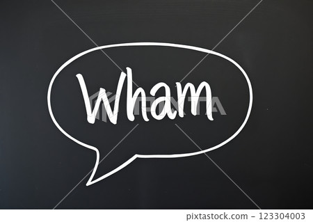 Text Wham on bubble speech on black chalkboard 123304003