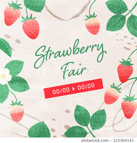 Strawberry watercolor illustration background material_3 123304141