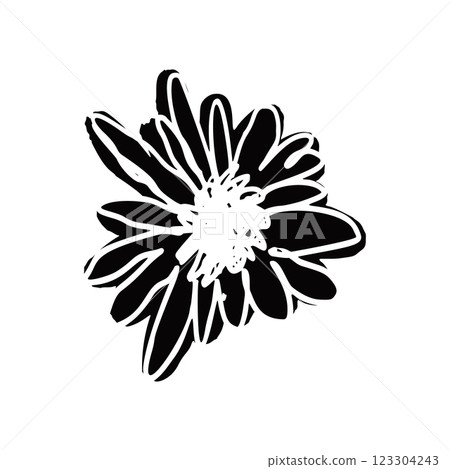 Hand drawn black ink abstract daisy flower silhouette isolated on white background Hand drawn black ink abstract daisy flower silhouette isolated on white background 123304243