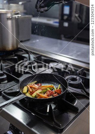 Grilled vegetables in restaurant kitchen Grilled vegetables in restaurant kitchen 123304354